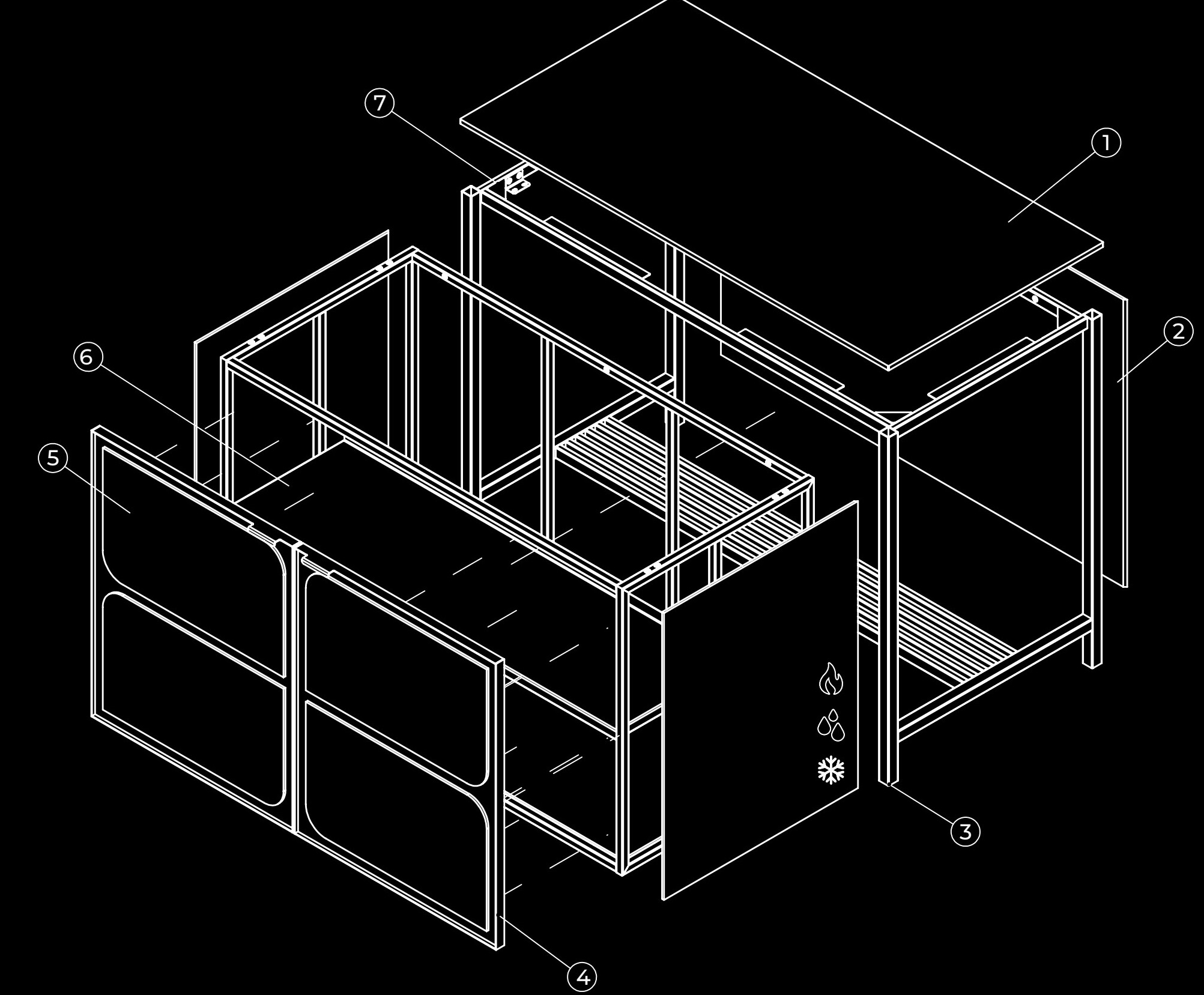 Cussina exploded view — opbouw van een buitenkeuken